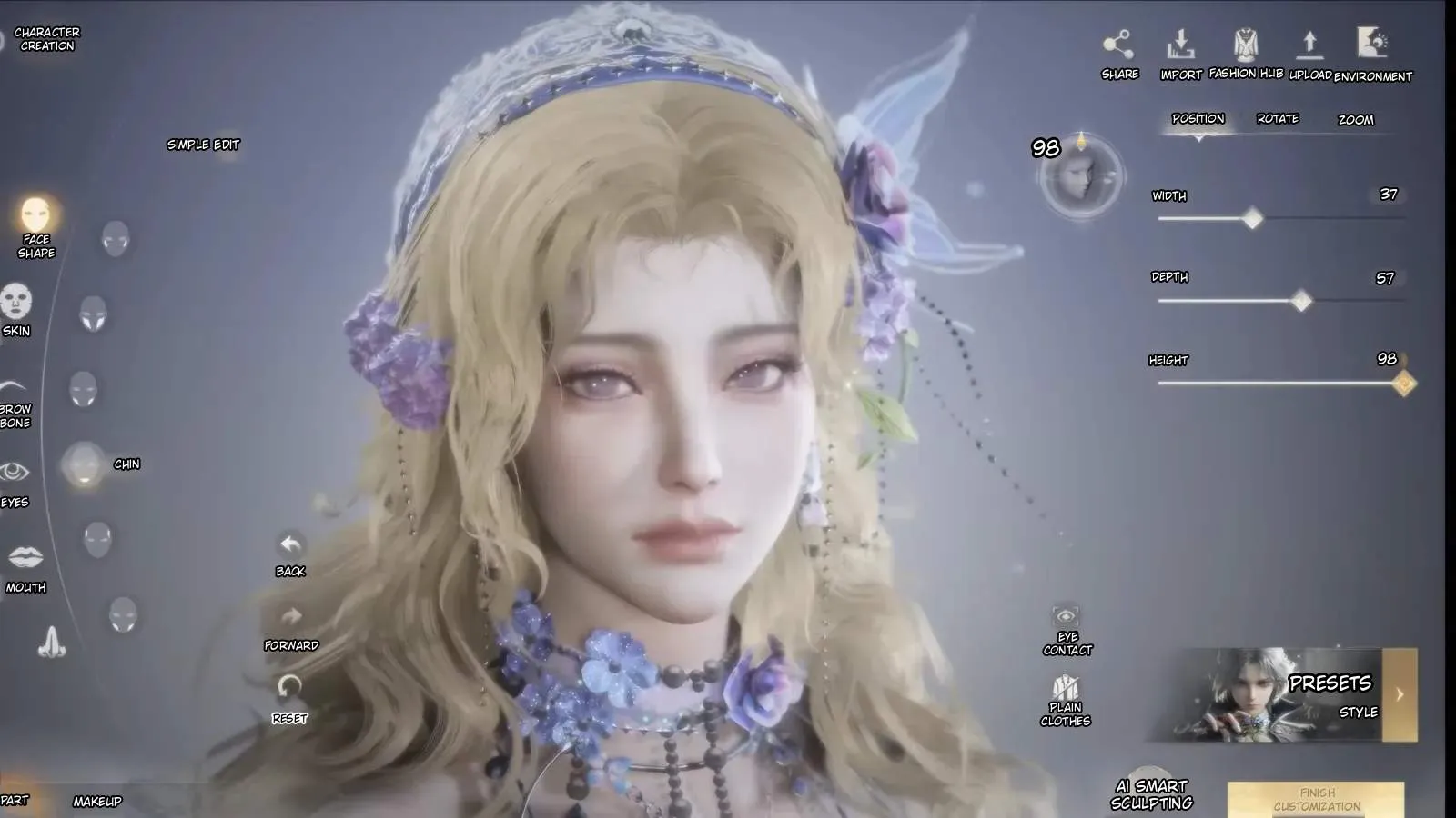 The same Lord of Mysteries character creator after Suki replaced the Chinese interface labels with English