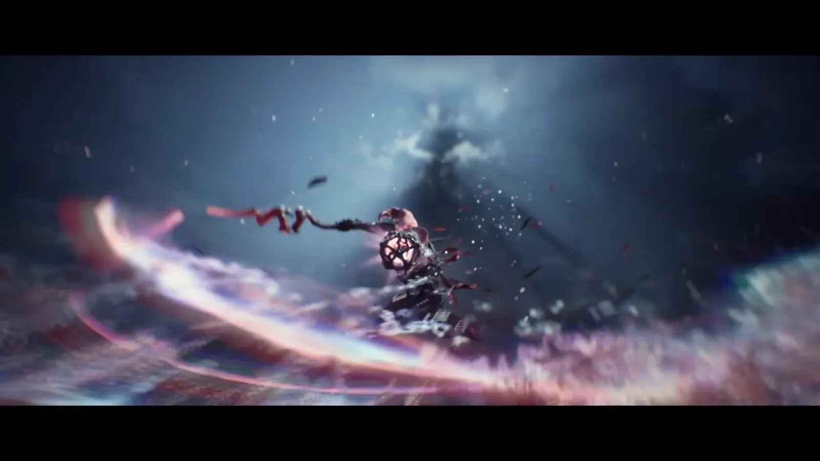 Dark whirling melee clash