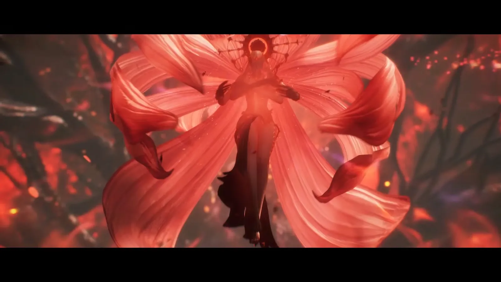 Demoness boss unfurling red spider-lily petals