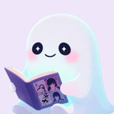 Suki Translate ghost mascot reading a book